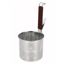YUKIWA Stainless Steel Perforated Tebo Noodle Strainer Flat Base With Silicone Handle
